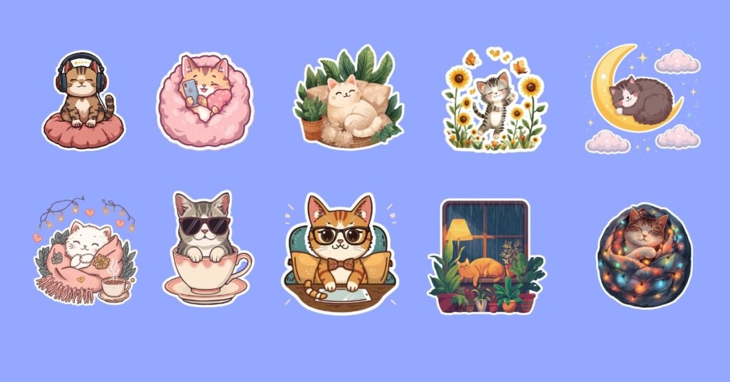 50 Free Cozy Cat Stickers for Cute Digital Planners